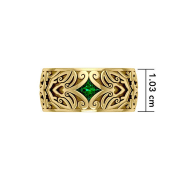 Modern Celtic Solid Gold Gemstone Ring GRI671 - Jewelry